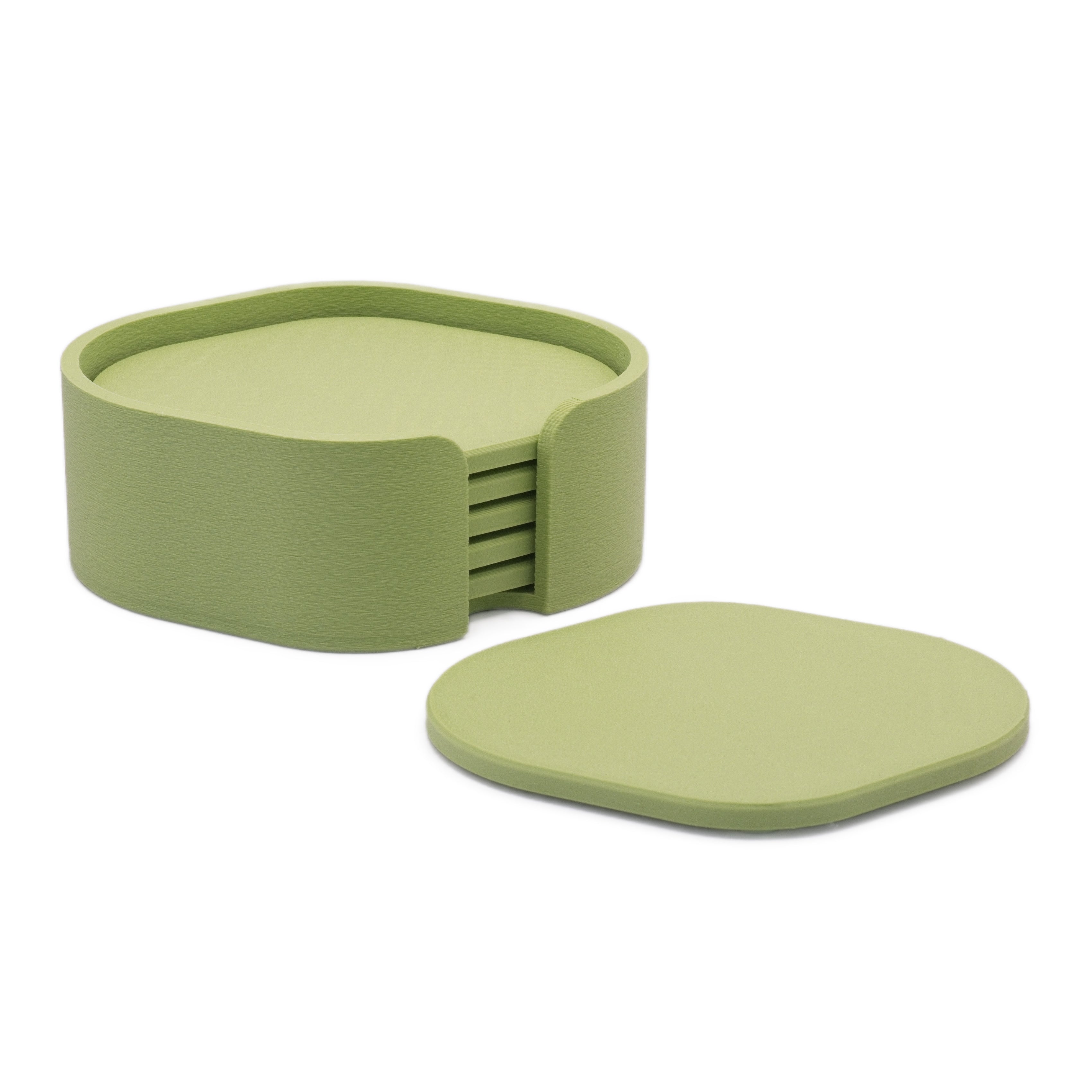 Match green Modern Minimalist Coaster Set with Holder